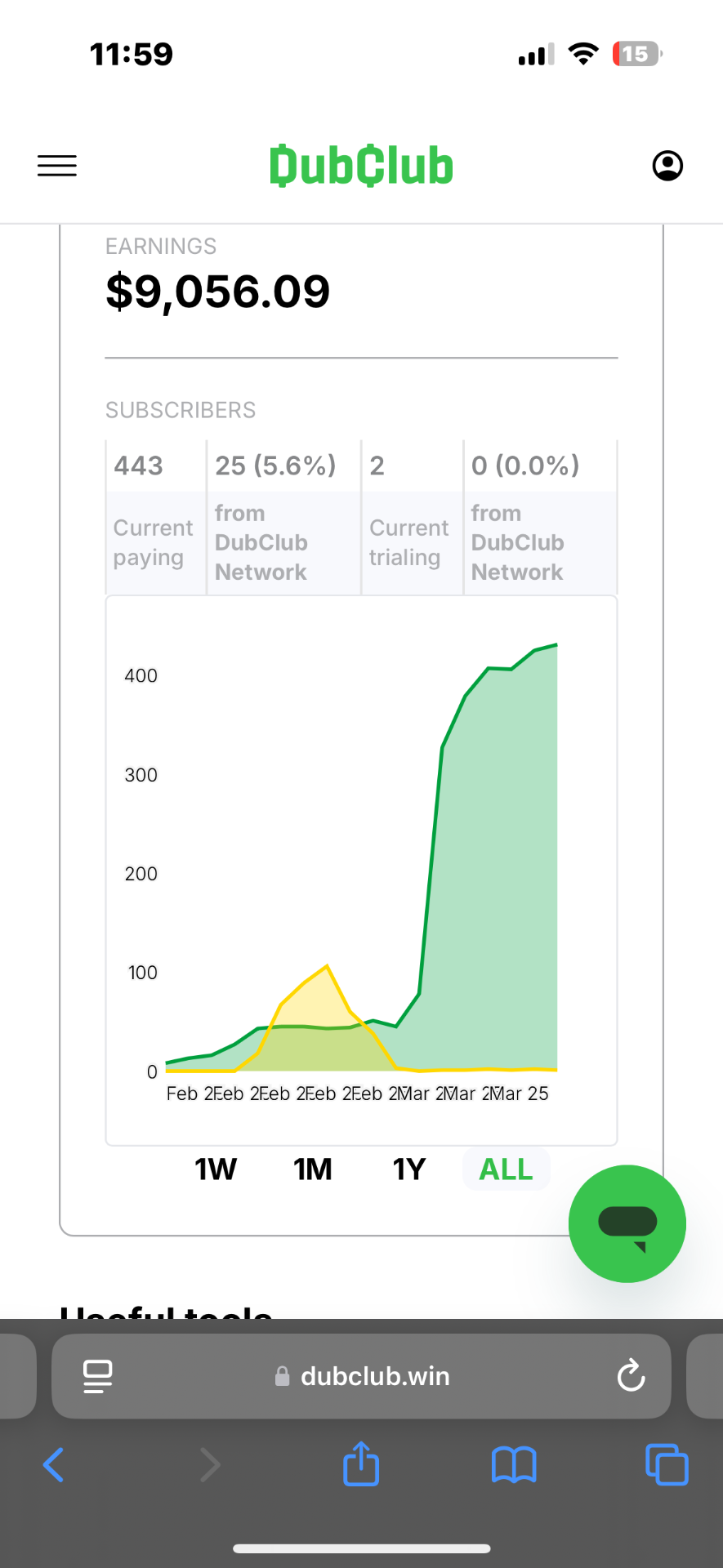Member results screenshot